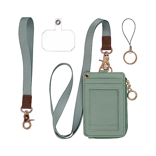 MONDO DESIGNS 2-in-1 ID Badge Holder with Lanyard - Multi-Use Lanyard Keychain Wallet for Women, Small Keychain Wristlet Wallet with Strap & Lanyards for ID Badges, Phone & Card Holder - Sage Green
