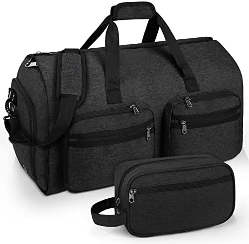 Carry On Garment Bags 2 in 1 Convertible Large Garment Duffle Bag Waterproof Travel Weekender Bag with Toiletry Bag Hangable Suit Bag with Shoe Compartment for Men Women, Black 1 Carry On Garment Bags 2 in 1 Convertible Large Garment Duffle Bag Waterproof Travel Weekender Bag with Toiletry Bag Hangable Suit Bag with Shoe Compartment for Men Women, Black