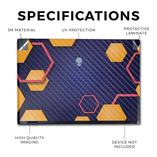 Image of Carbon Fiber Laptop Skin Compatible with Alienware M16 R2 (2024) - Complimentary Hex - Premium 3M Vinyl Protective Wrap Decal Cover - Easy to Apply | Crafted in The USA by MightySkins