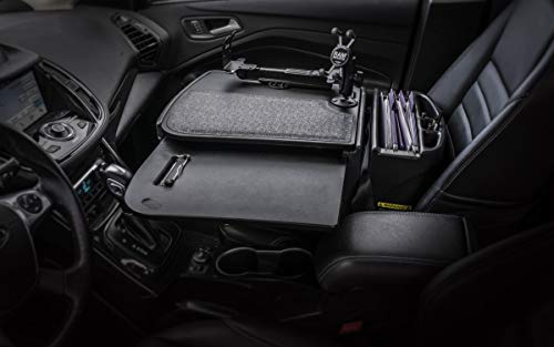 Image of AutoExec AE-GMCD-PM-PS-BT GripMaster Car Desk for Your Vehicle Workstation and Mobile Office, Black with Phone Mount and Printer Stand