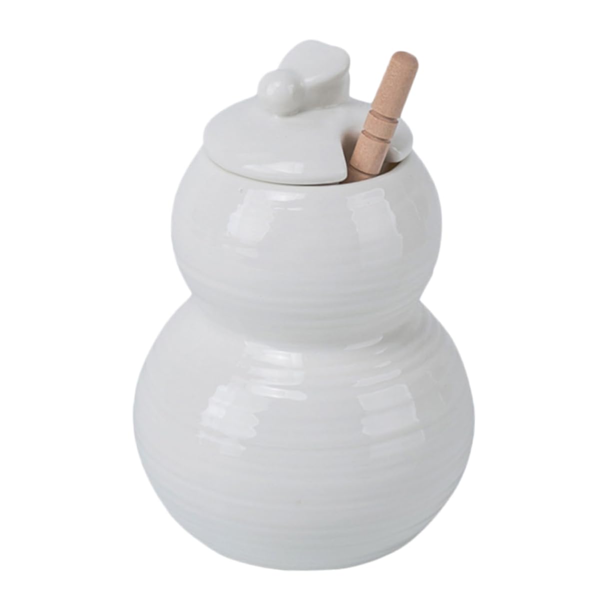 Ciieeo 1 Set Ceramic Honey Pot with Spoon Compact Honey Dispenser for Kitchen Washable Storage Jar and Dry Foods Simple Design Material