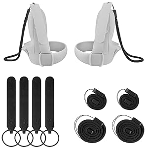 Geekria Straps Covers & Wrist Straps Kompatibel mit Meta / Oculus Quest 2 Anti-Drop-Handgriffzubehör Passend für Quest 2 Touch Controller-Griff (Schwarz 20CM+40CM)