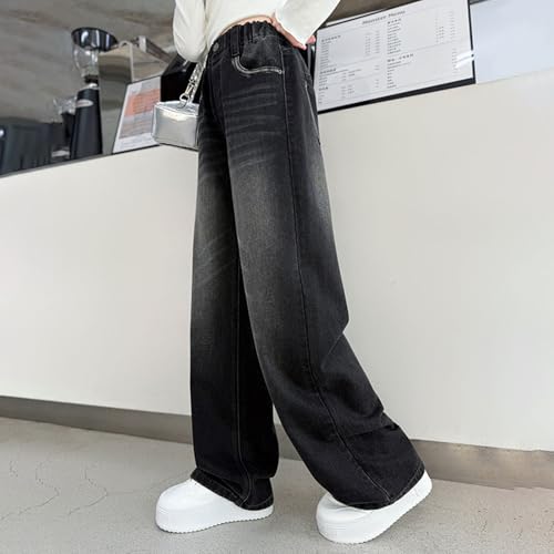 Girls Baggy Jeans Teen Straight Wide Leg Relaxed Fit Denim Pants Elastic High Waist Classic Vintage Y2K Streetwear3