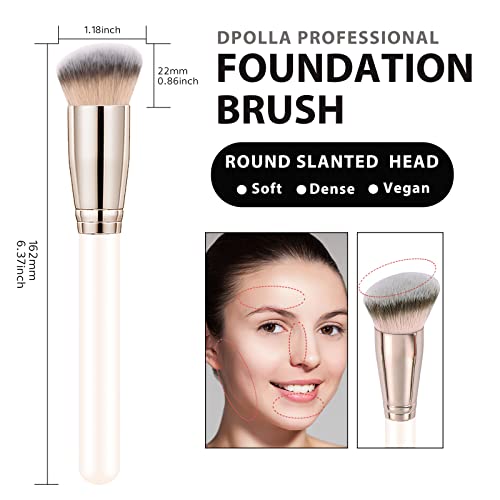 Image of Makeup Brushes Dpolla Pro Foundation Brush and Flawless Concealer Brush Perfect for Any Look Premium Luxe Hair Contour Brush Perfect for Blending Liquid,Buffing,Cream,Sculpting,Mineral Makeup(White)