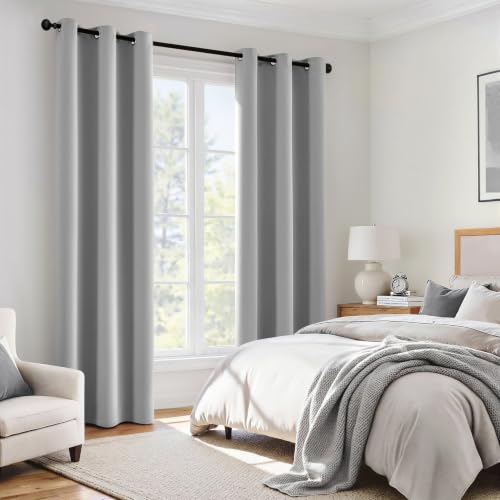 Image of MIULEE Light Grey 40x84 Inch 100% Blackout Curtains for Bedroom | 2 Thick Layers Thermal Insulated Window Curtains with Black Liner, Noise Reducing Grommet, Drapes for Living Room, 2 Panels