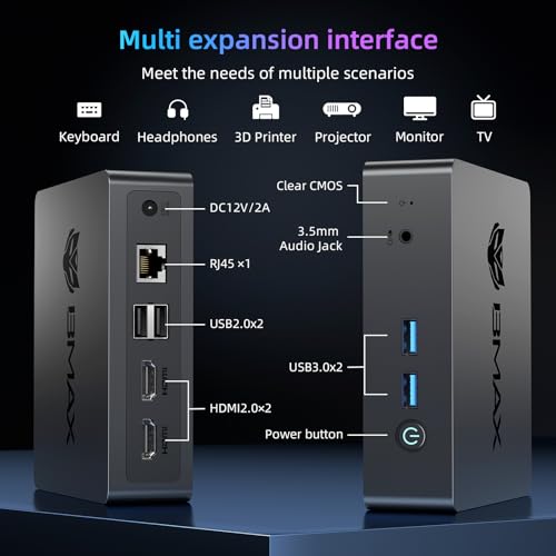 Image of Bmax Mini PC Computer, Intel N4500 Processor(Turbo 2.8GHz) 8GB RAM 256GB M.2 SSD Mini Desktop Computer with VESA Mount for Office Home Business HTPC Proxmox, Dual 4K Display, WiFi 5, Win11 Pro B3 Pro