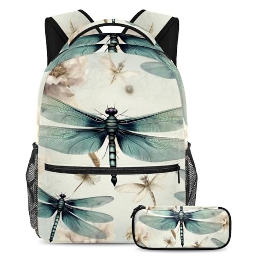 Cartable enfant libellule bleu 16 cm pour éviter le mal de dos avec son format large