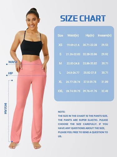 Image of FOHOFO Yoga Pants Women, Flare Leggings for Women with Pockets Crossover High Waisted Bootcut Yoga Pants