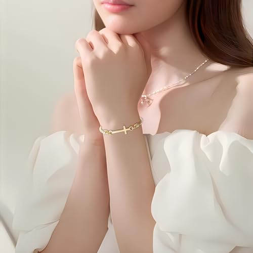 DS Religious Gift for Her Christian Cross Bracelet Bible Verse God is Within Her She Will Not Fall Inspirational Bracelets For Women Stainless Steel Jewelry Gift To Daughter Best Friend 5