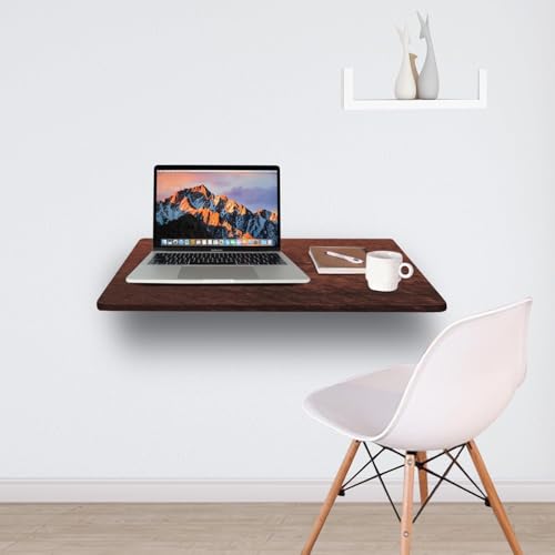 Image of wow craft Foldable Wall-Mounted DIY Study Table with Round Corners | Compact Work & Computer Desk | 24x16 Inch | Brown