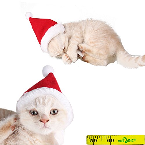 Wiz Bbqt Adorable Cute Cat Dog Christmas Santa Hat And Bow Tie Collar For Cats Kitten Puppy Small Pets, Red And White #TOP3