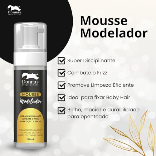 Espuma Mousse Modelador Donna's 150ml - Definição, Brilho e Controle do Frizz para Tranças, Cachos