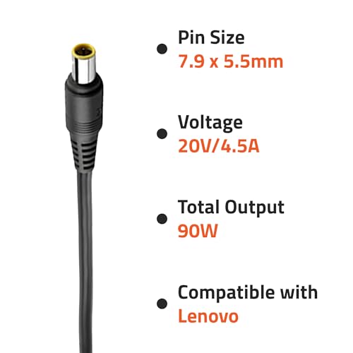Image of AR0904 90 Watt Laptop Charger /Adapter with Power Cord Compatible with Lenovo Laptops (20 V /4.5A, Pin: 7.9 x 5.5mm)