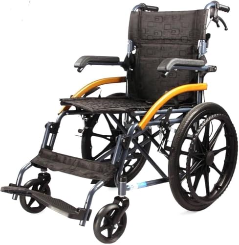 Foldable Wheelchair Lightweight 14 KG Folding Self Propelled Wheelchair Mobility Chair Foldable Footrest Four Breaks Flip Up Armrest New !
