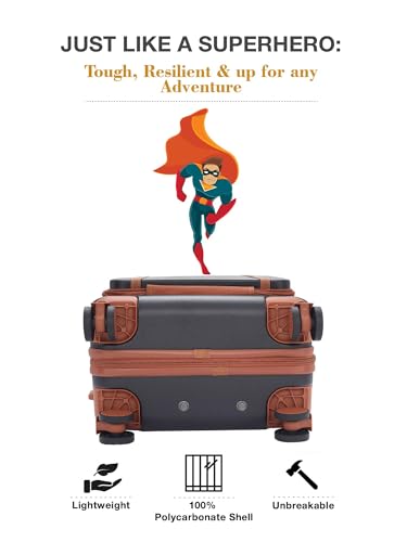 Image of FUR JADEN The Wayfarer 55cm Cabin TechPro Polycarbonate Suitcase I USB-C Charging Port I Laptop Compartment I 8 Silent Shock Absorbing Wheel I TSA Lock I Aviation Grade Trolley (Stark Black, TechPro)