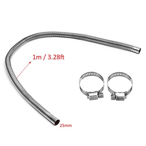 Honeytecs 1 m / 3.28 pés de aço inoxidável tubo de escape estacionamento aquecedor de ar tanque de g