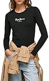 Pepe Jeans New Virginia Ls, Camiseta, Mujer, Negro (Black), M
