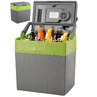 30 Liter 2in1 Kühlbox | Elektrische Kühlbox | Kühltasche | Isoliertasche | Thermobox | Warmhaltebox | Auto | Camping | Thermal Kühlbox (Gora Grey/Gilmo Green) – Ansicht 1