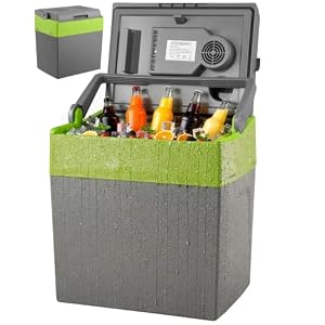 30 Liter 2in1 Kühlbox | Elektrische Kühlbox | Kühltasche | Isoliertasche | Thermobox | Warmhaltebox | Auto | Camping | Thermal Kühlbox (Gora Grey/Gilmo Green)
