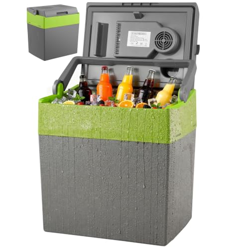 30 Liter 2in1 Kühlbox | Elektrische Kühlbox | Kühltasche | Isoliertasche | Thermobox | Warmhaltebox | Auto | Camping | Thermal Kühlbox (Gora Grey/Gilmo Green)