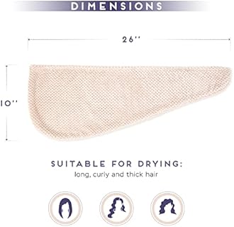 2 Pack Microfiber Hair Towel Wrap for Women, Anti Frizz Quick Drying Hair Turban for All Hair Style, Absorbent and Lightweight (Beige)