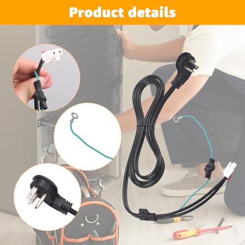 Image of Upgraded Refrigerator Power Cord 3903-001003 3903-000519 - Compatible with Samsung RH29H8000SR /AA-00, RF261BEAEWW /AA-01 etc - Replacement Fridge Cord for Models 3903-000786, 3903-001013, 3903-000796