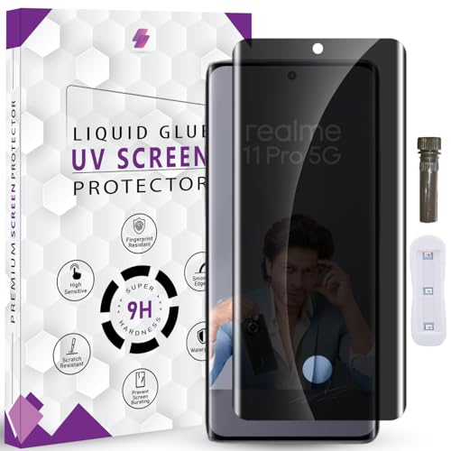 QOISA Advanced HD+ UV Privacy Tempered Glass Screen Protector for Realme 11 Pro / 11 Pro Plus (6.7 Inch, Pack of 1) Anti-Spy/Anti-Peeping 9H Hardness Screen Guard with Installation Kit & Guide