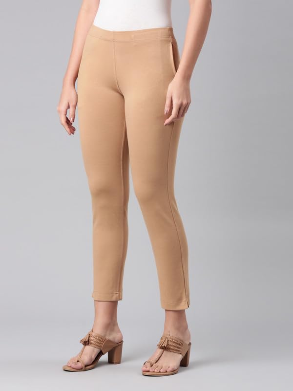 Image of GO COLORS Ponte Smart Kurti Pants Full Length for Women | Breathable, Mid Rise