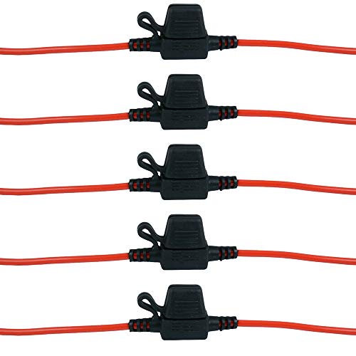 Yorten 5Pcs 12V 20A Fusíveis Porta-fusíveis em linha Mini-lâmina 16AWG à prova de respingos