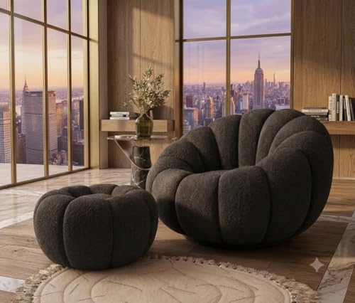 Image of CRAFTCITY 1 Seater Pumpkin Sofa with Ottoman /Stool |Accent Chair Set