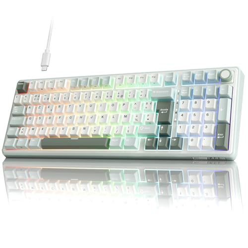 RK ROYAL KLUDGE R98 Pro Clavier Gamer 96% Filaire Mécanique AZERTY, RVB avec Pavé Numérique, Molette de Volume, Gasket Mount, Touches Profil OEM en PBT,...