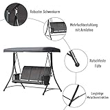 Outsunny 3-Sitzer Hollywoodschaukel, Gartenschaukel mit Sonnendach, Schaukelbank mit Ablage, Aluminium, Grau, 196 x 128 x 172 cm - 8