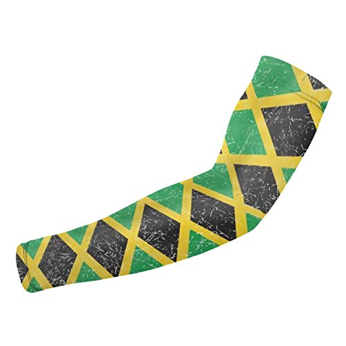 Aidia Jamaica - Mangas de compresión para Brazo, diseño de la Bandera de Jamaica, Transpirable, elásticas, 98% de protección Solar, para Evitar Lesiones en el Baloncesto, para Exteriores