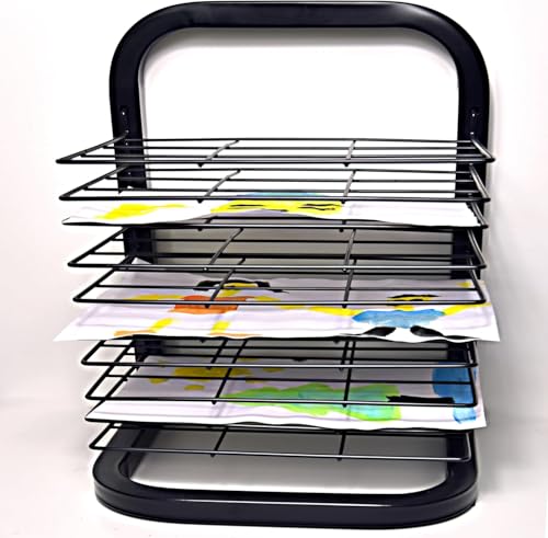 Joymaney Art Drying Rack | Mobile Metal Art Storage Rack with Removable Shelves | Art Organizer for Kids, Art Studio and Craft Room (10 Shelves)