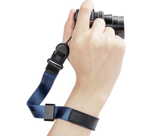 JJC Camera Hand Wrist Strap - Quick Release Buckle - Adjustable Slider for Canon Nikon Sony Fujifilm Olympus Point and Shot Cameras - Blue