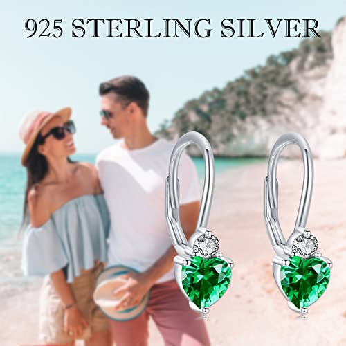 May Birthstone Earrings Dangle Sterling Silver Leverback Green Earrings Peridot Birthstone Dangle Earrings May Birthstone Jewelry Earrings Gifts For Women Girls Mom Mother's Day #TOP4