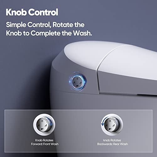 Horow Tankless Toilet Bidet Combo With Self-Cleaning Nozzle, Compact Dual Flush Toilet 1/1.27 Gpf, Modern One-Piece Toilet Elongated Soft Close Seat, Pre-Wet #TOP6