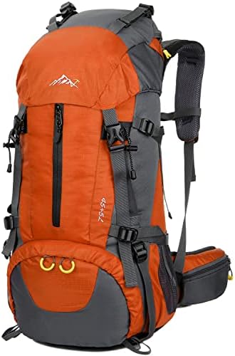 Esup Hiking Backpack, 50L Multipurpose Camping Backpack with rain cover 45l+5l (Orange)