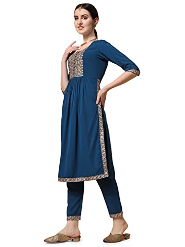 Image of NAINVISH Women's Geometric Straight Rayon Blend V-Neck Co-ord Set (SD861)