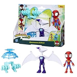 Spidey and his Amazing Friends Marvel Dino-Webs Ghostasaurus & Spidey 4-inch-Scale Spider-Man Action Figure Set, Toys for Kids Ages 3 and Up