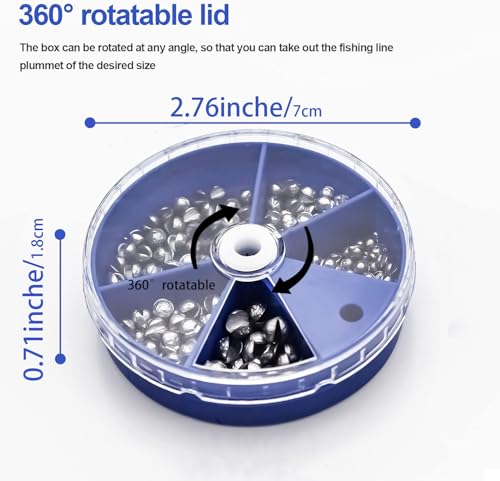 FREGITO 117PCS/100PCS/205pcs/250PCS, Weight Sinkers 6 Sizes Lead Weights Round Split Shot Sinker Removable Fishing Weights Sinkers - Thumbnail 3