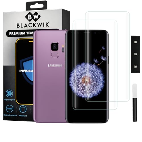 Image of Blackwik Premium Curved UV Tempered Glass For Samsung S8 /S9 Cellphone (Transparent, Pack of 2) Advanced Border Less Full Screen Coverage UV Screen Protector Guard With Installation Kit