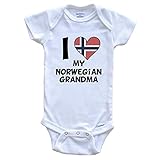 Really Awesome Shirts I Heart My Norwegian Grandma Norway Flag Baby Onesie, 3-6 Months White
