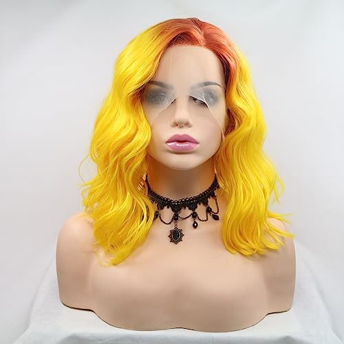 Perruque aspect naturel orange jaune 35cm pour changer de style sans teinture