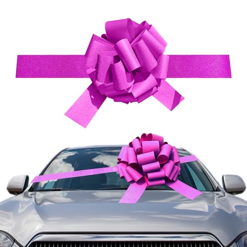 Fiocco Regalo Rosa Grande Diametro 25 Cm, Preformato Opaco, Con Adesivo, Riutilizzabile Per Pacchi E Decorazioni