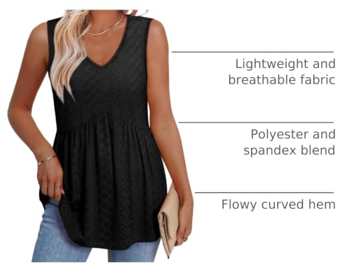Image of OFEEFAN Womens Tank Tops 2025 Flowy Peplum Tops for Women Dressy Sleeveless V Neck Babydoll Tank Tops