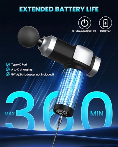 Image of Massage Gun Deep Tissue, Portable Percussion Electric Muscle Massager for Pain Relief, Handheld Massagers with 30 Speeds & 6 Attachments for Back and Neck, Gifts for Men Women