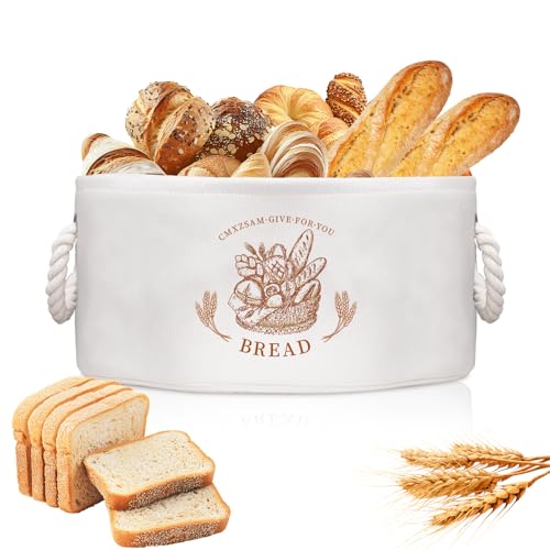 CMXZSAM Cesta de almacenamiento de pan, cesta plegable de tela con asas, organización de despensa de almacenamiento de pan, contenedor de almacenamiento de pan para rollos, bagel, aperitivos, patatas