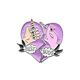 CAROMAY 2 PC Heart Collage Enamel Brooches Best Buds Lapel Pin Set Badge Breastpin Gift for Lover Friends Brother Sisters