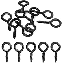 #8 x 1-3/8" 1.4 Inch Screw Eyes, Screw in Eye Hooks for Securing Cables Wires, Self Tapping Screws Eye Bolts for Indoor & Outdoor Use, Black, 100 PCS